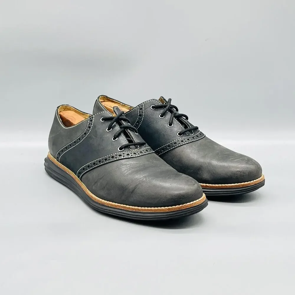 Cole Haan Shoes Mens 10 Gray Leather Lunargrand Derby Oxford Dress Comfort